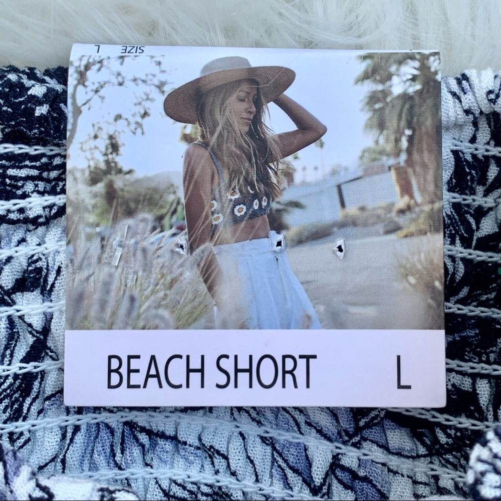 Sincerely Jules Paper Bag Elastic Waist Fern Beach Shorts NWT Women’s Size Large